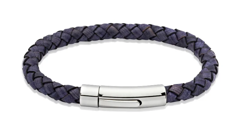 Unique & Co Antique Pacific Blue Leather Bracelet