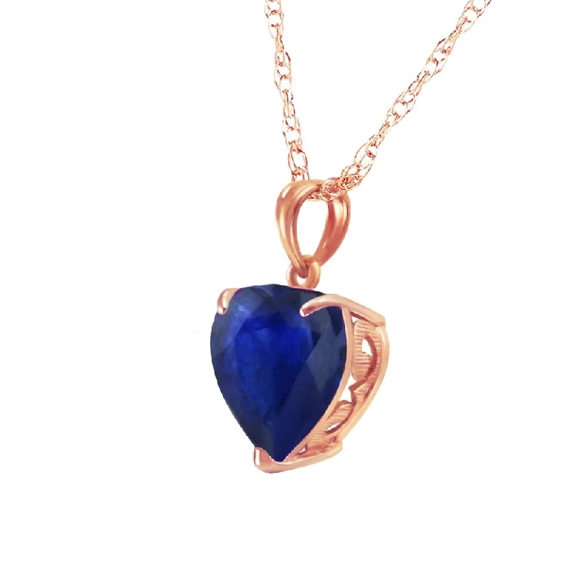 Spring clasp necklaces-14K Solid Rose Gold Necklace with Natural 10mm Heart Sapphire