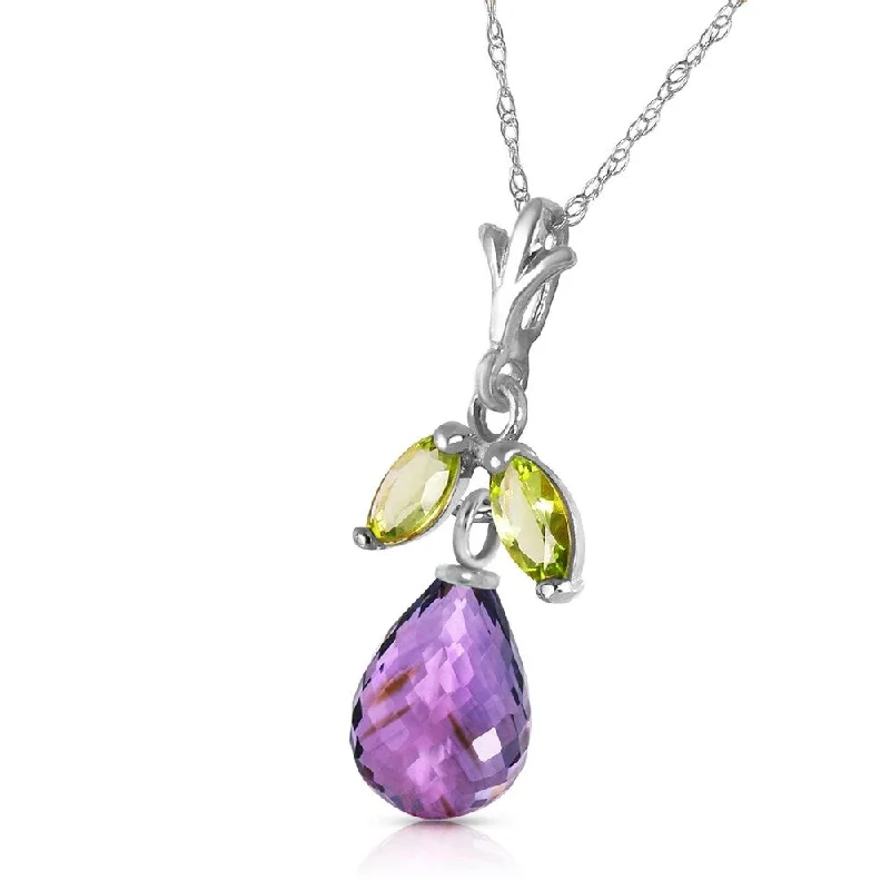 Fox charm necklaces-1.7 CTW 14K Solid White Gold Show Cheerfulness Amethyst Peridot Necklace