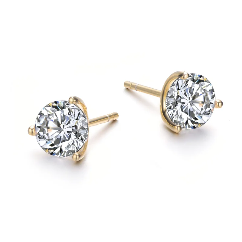 Polished art earrings-Monfort Moissanite 3-Prong Martini Stud Earrings