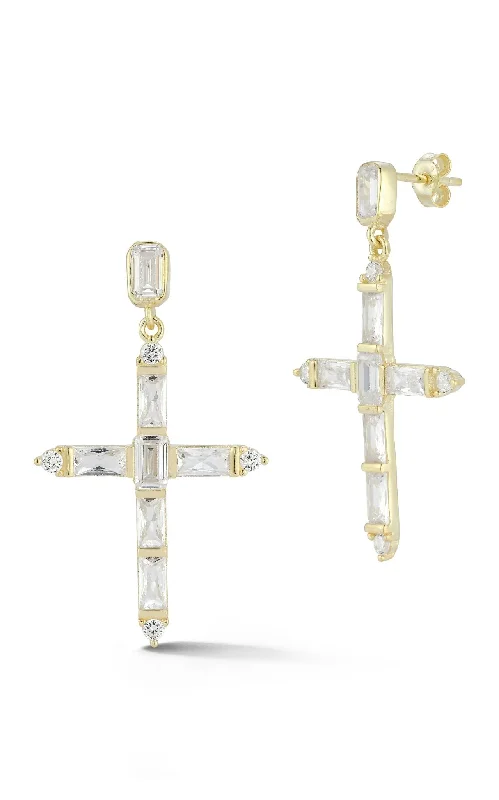 Multi-tier earrings-Statement Cross Drop Earring