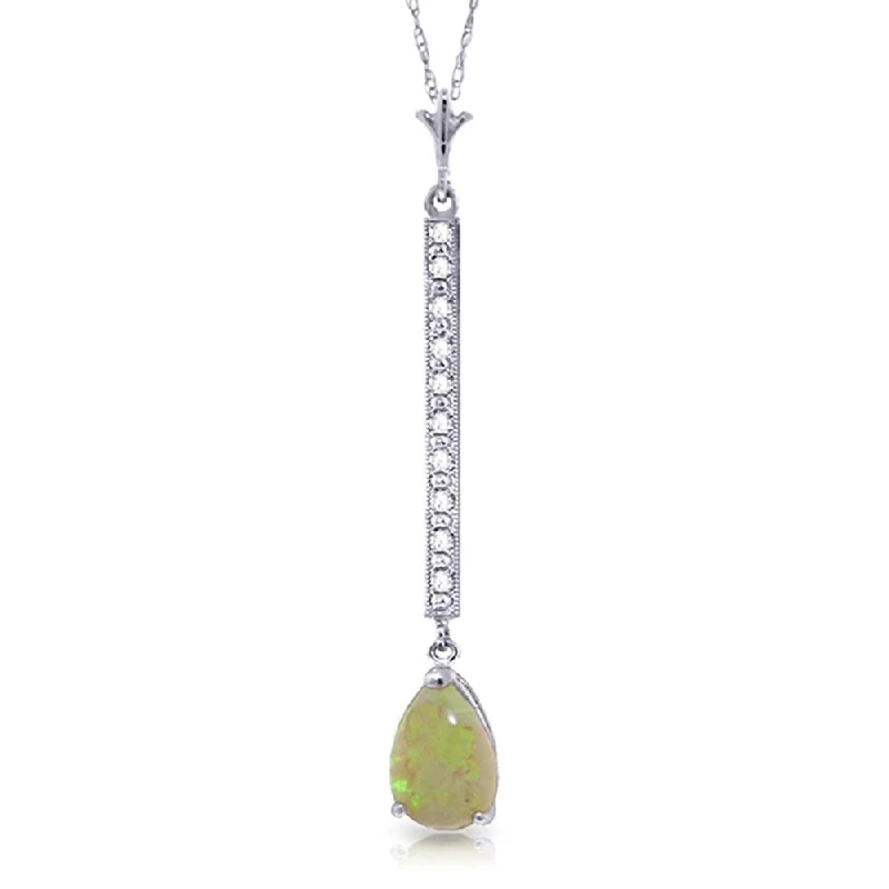 Full moon necklaces-0.82 Carat 14K White Gold Necklace Diamond Opal