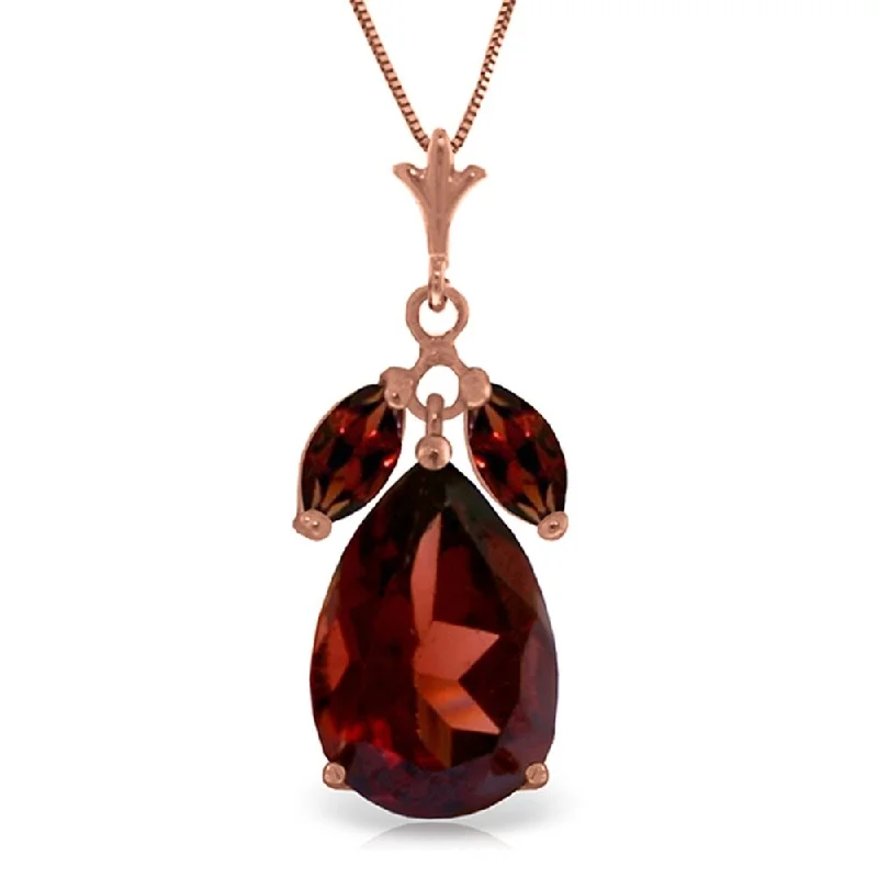 Silk cord necklaces-14K Rose Gold Garnet Gemstone Genuine Deluxe Necklace