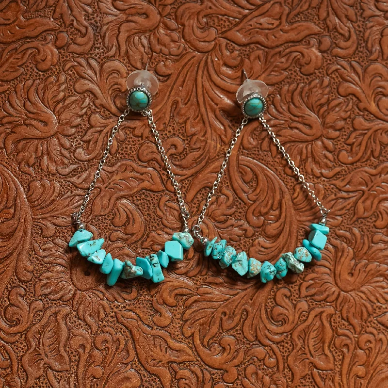 Fine threader earrings-The Turquoise Stack Earrings