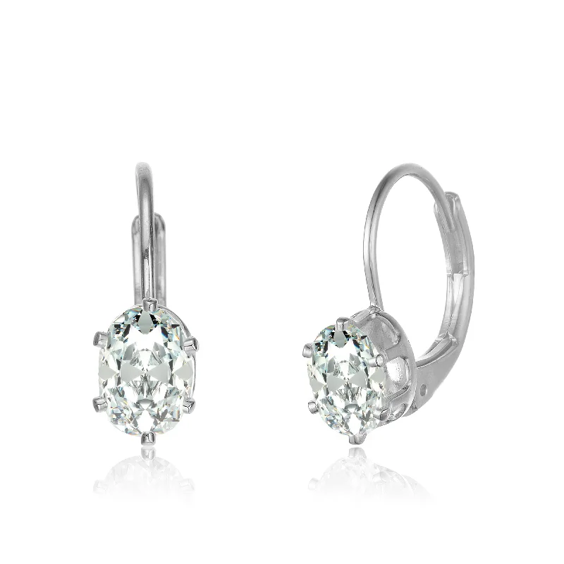 Curved gem earrings-Déco Leverback Drop Earrings