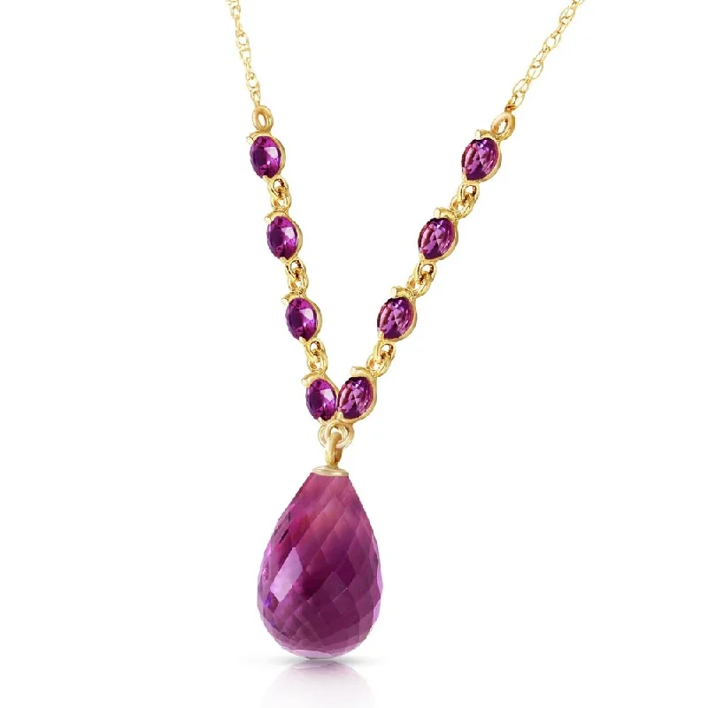 Curved gem necklaces-11.5 Carat 14K Solid Gold This Is Right Amethyst Necklace