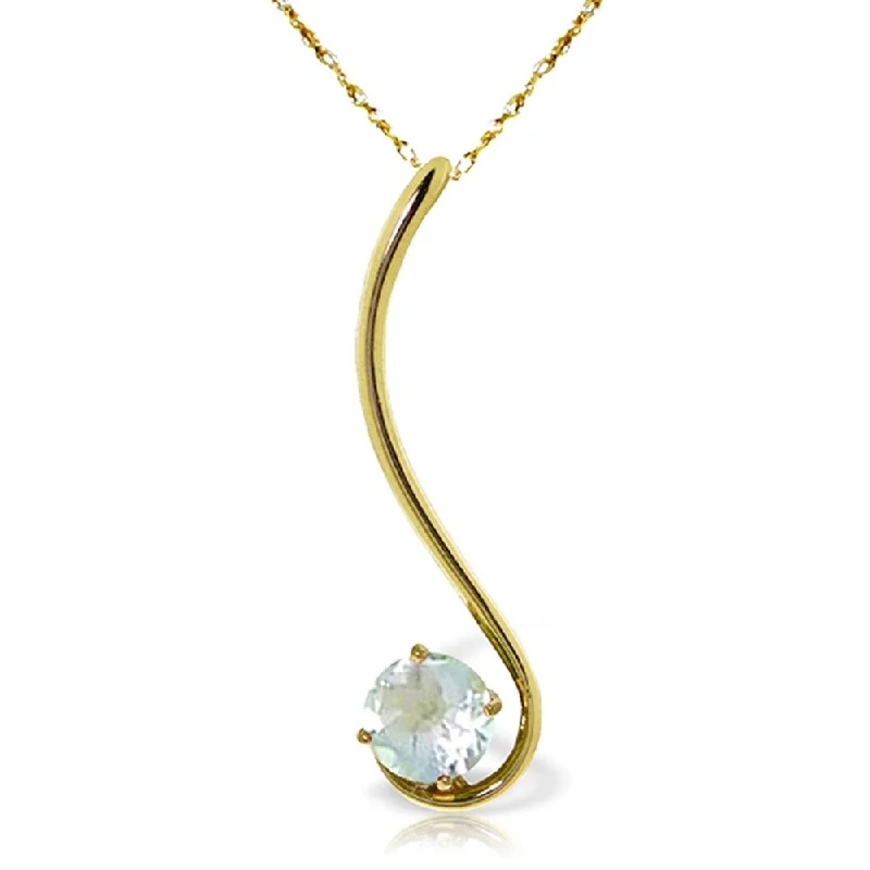 Surf wave necklaces-0.55 Carat 14K Gold Roving Eye Aquamarine Necklace