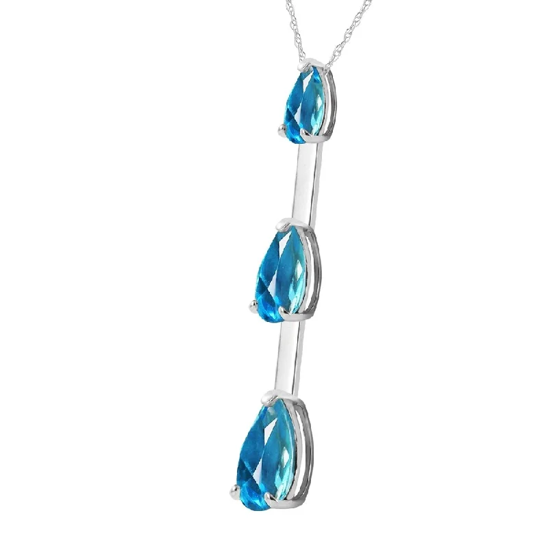 Regency style necklaces-1.71 CTW 14K Solid White Gold Believe In Hope Blue Topaz Necklace