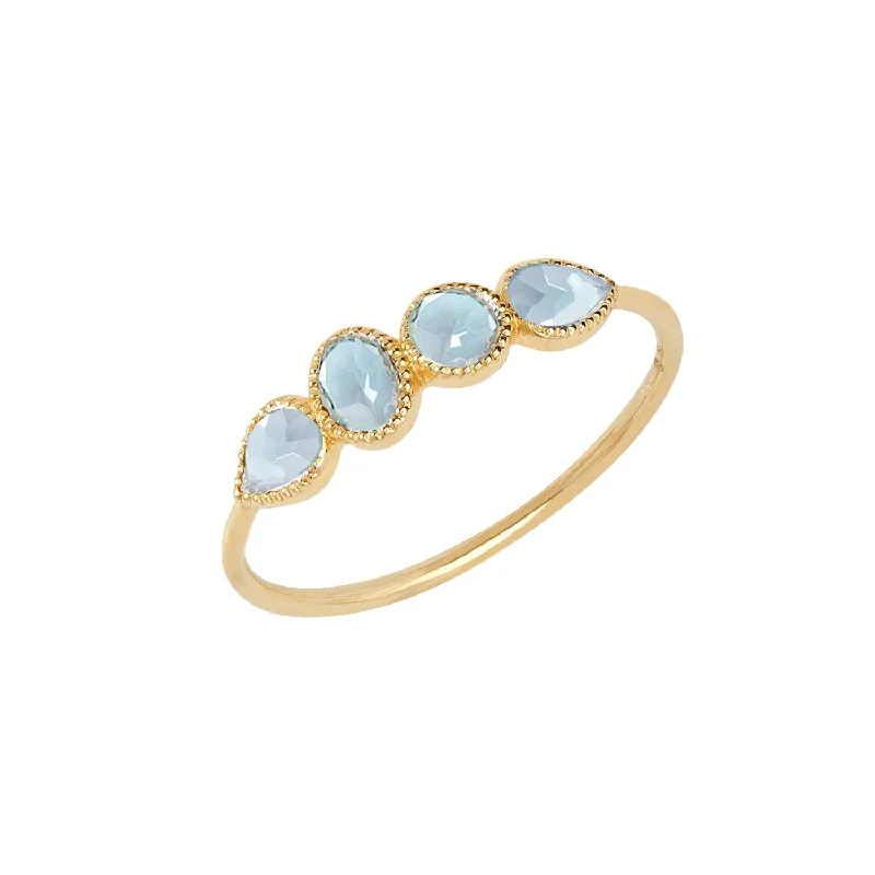 Clear quartz rings-Clear quartz rings-Mosaik Gold Ring 18k Gold - Topaz Swiss Blue