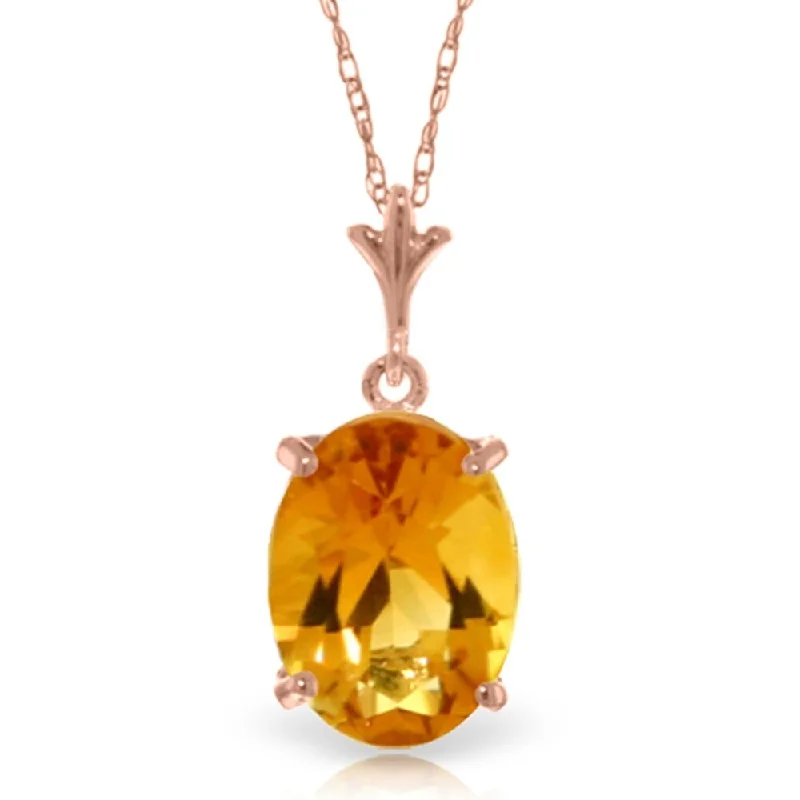 Satin gloss necklaces-3.12 Carat 14K Rose Gold Solo Oval Citrine Necklace