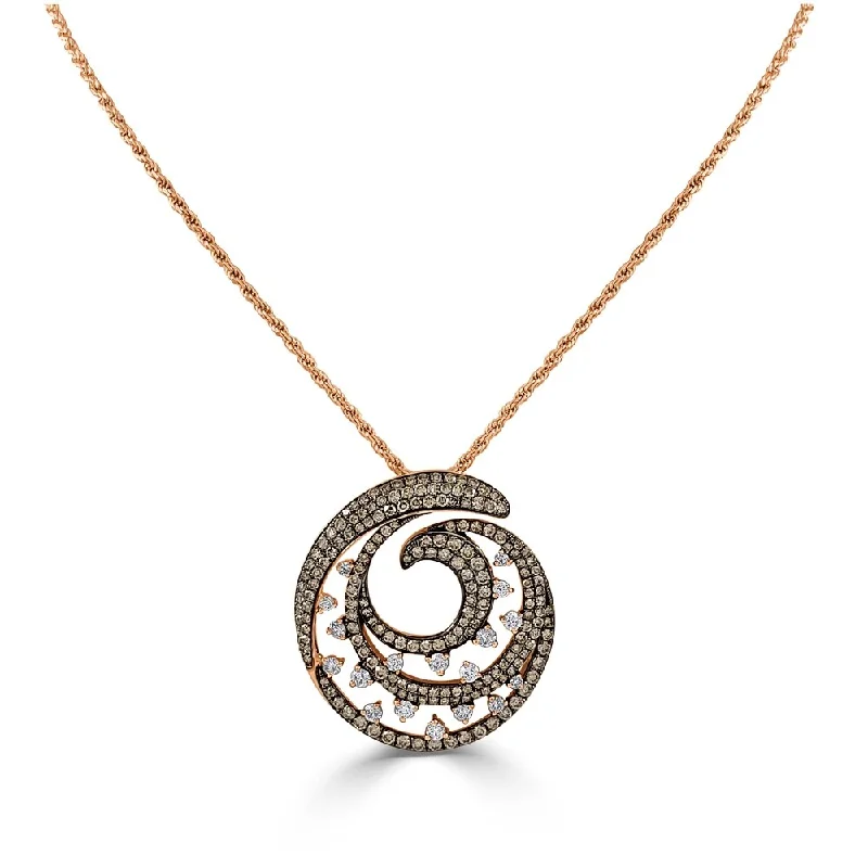 Slanted design necklaces-Joelle 14K Gold Champagne & White Diamond 2.08 ct. Necklace - 18-inch Chain