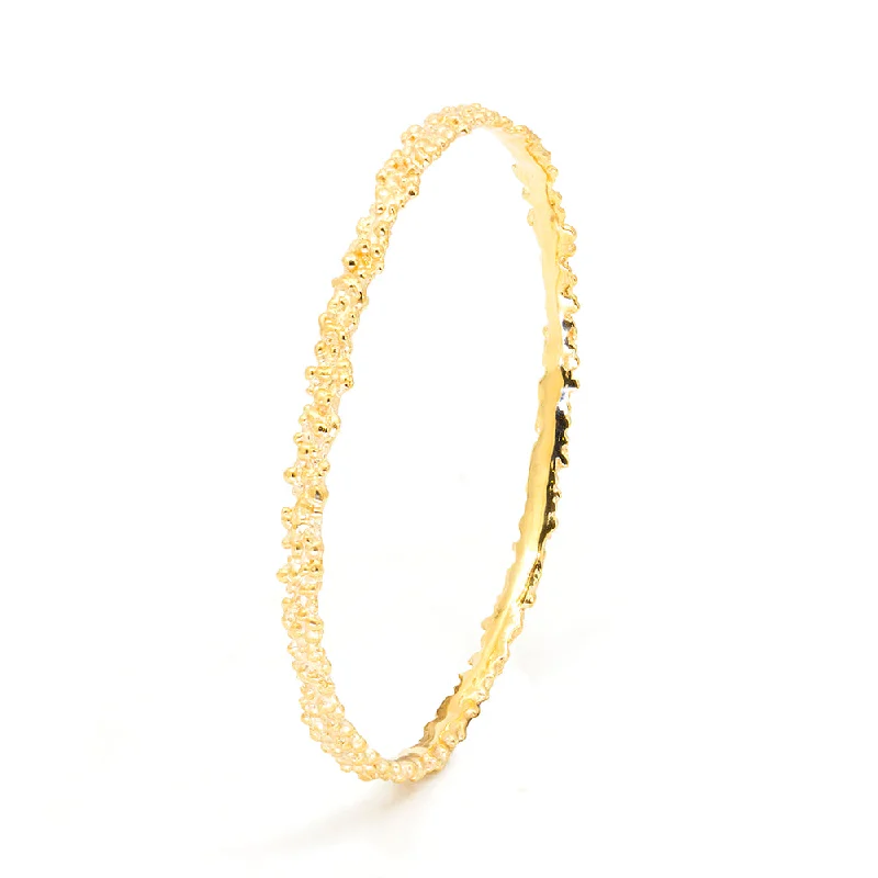 Bulging Textured Gold Bangle