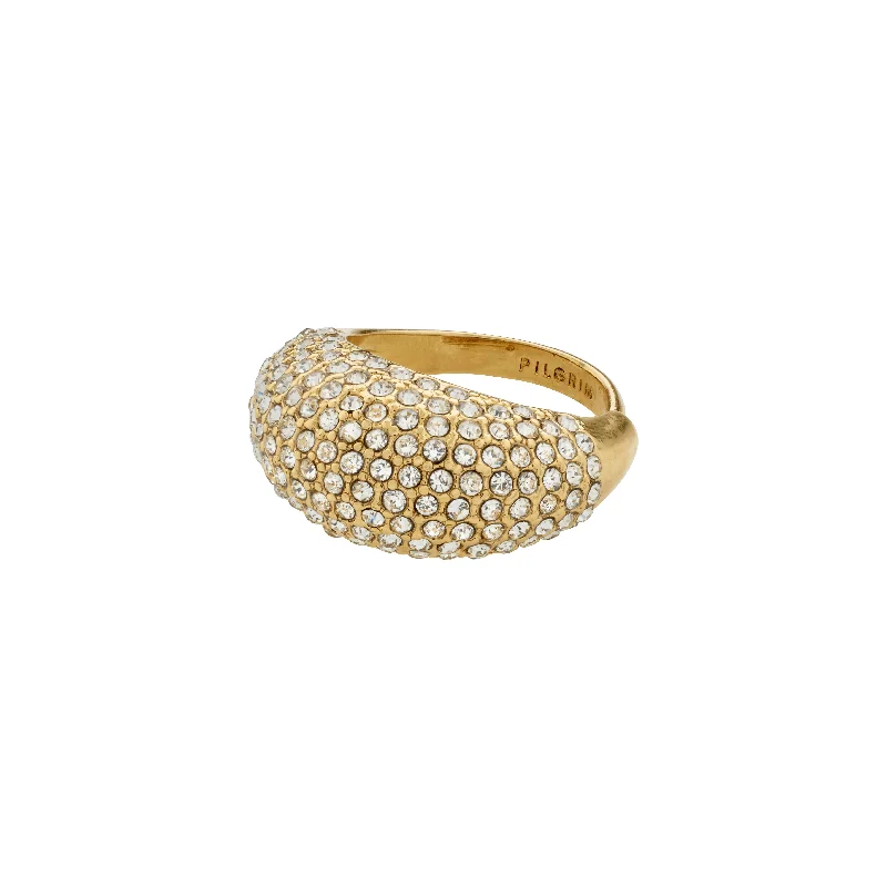 Bamboo style rings-Bamboo style rings-FOCUS crystal ring gold-plated