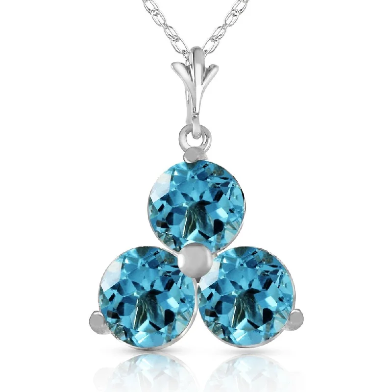 Sleek cross necklaces-0.75 Carat 14K Solid White Gold Start To Finish Blue Topaz Necklace