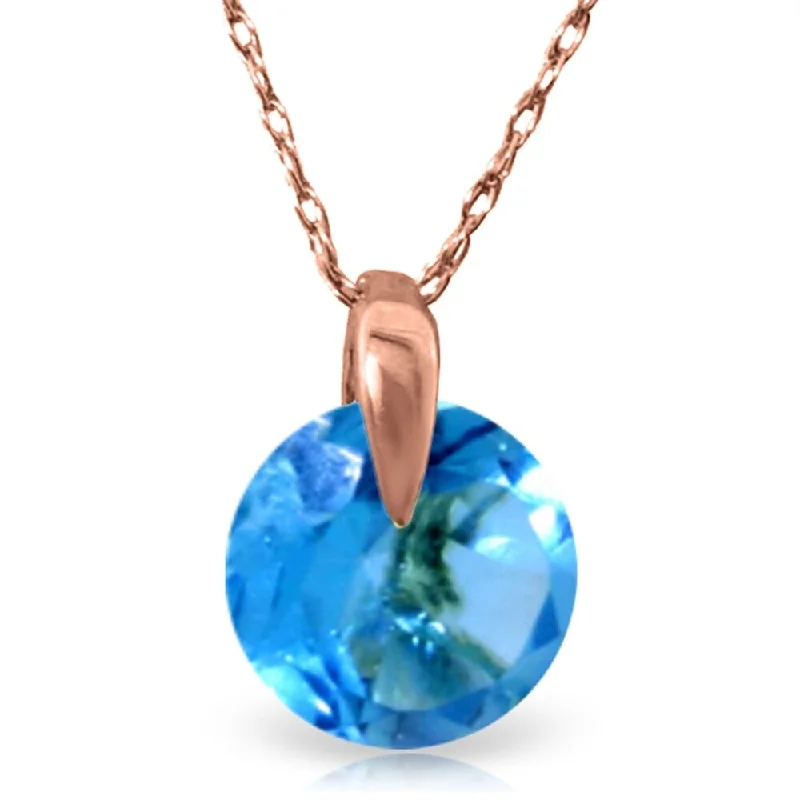 Onyx gem necklaces-1 Carat 14K Rose Gold Sundisk Blue Topaz Necklace