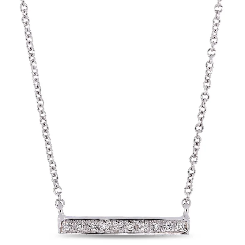 Spiral braid necklaces-Miadora 10k White Gold Children's Diamond Station Clustered Bar Necklace