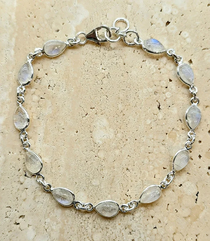 Rainbow Moonstone Teardrop Stones Bracelet