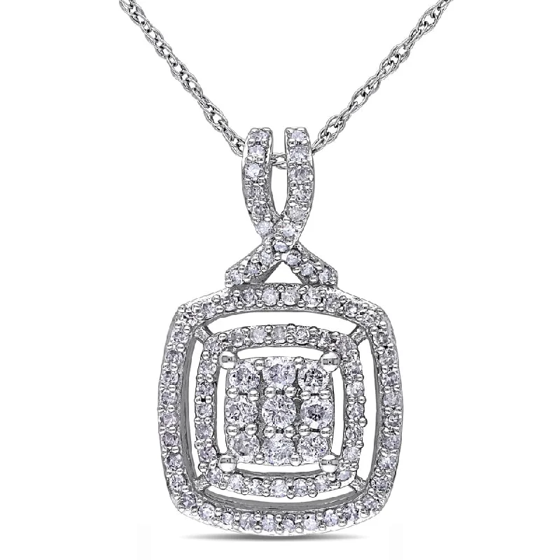 Bold cross necklaces-Miadora 10k White Gold 1/2ct TDW Diamond Square Necklace