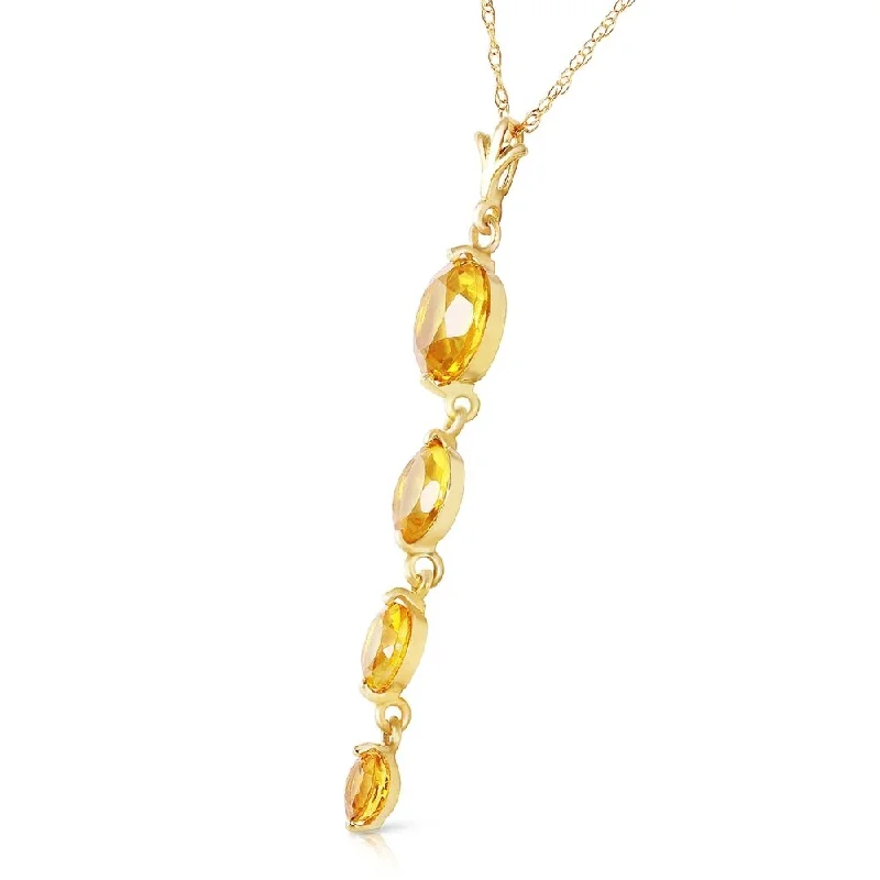 Drape-style necklaces-3.9 Carat 14K Solid Gold Sunday Night Citrine Necklace