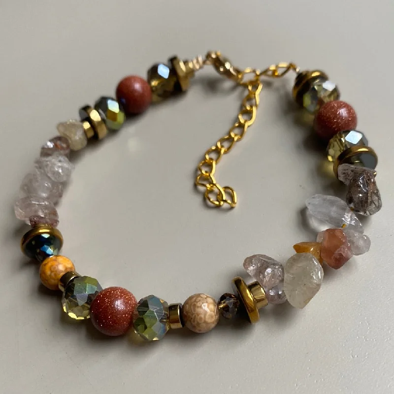 CSTB02 - Gemstone, Sandstone & Maifanite stone bracelet - Natural Tones