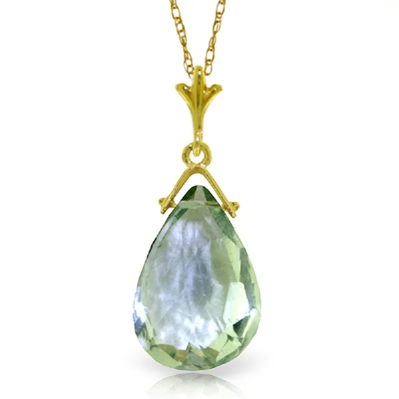 Baroque pearl necklaces-5.1 Carat 14K Gold Necklace Briolette Green Amethyst