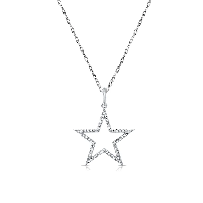 Radiant charm necklaces-Joelle Star Diamond 14K Gold Necklace 1/5ct TDW