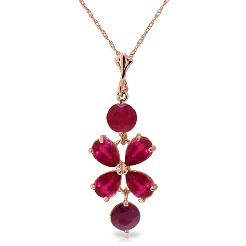 Eight-strand necklaces-3.15 Carat 14K Rose Gold Petals Ruby Necklace