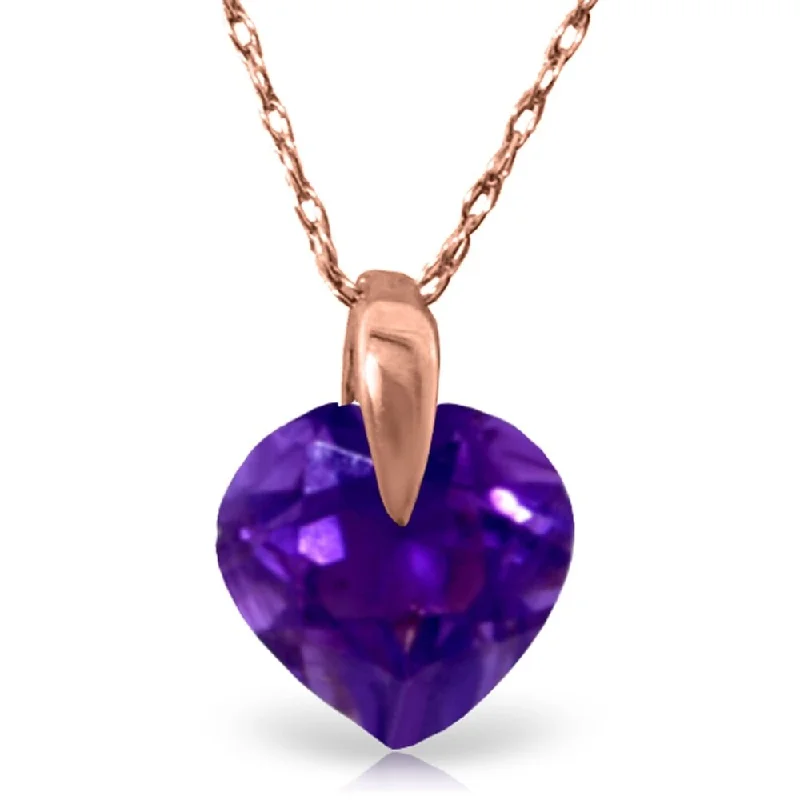 Layered link necklaces-1.15 Carat 14K Rose Gold Heart Amethyst Necklace