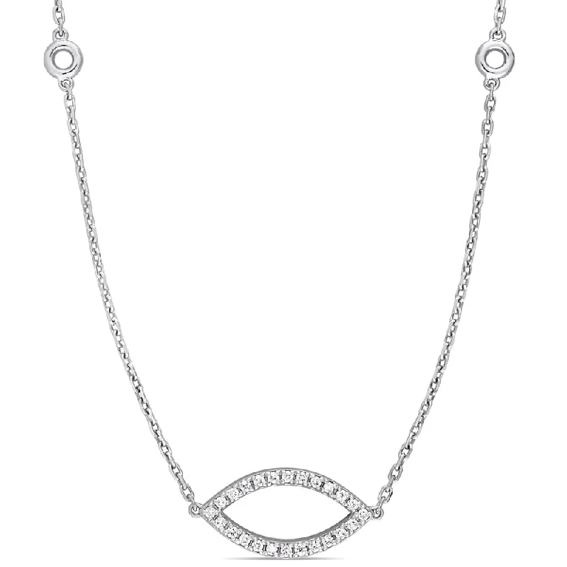 Dainty charm necklaces-Miadora Signature Collection 14k White Gold 4/5ct TDW Diamond Open Marquise and Round-Shaped Stationed Necklace