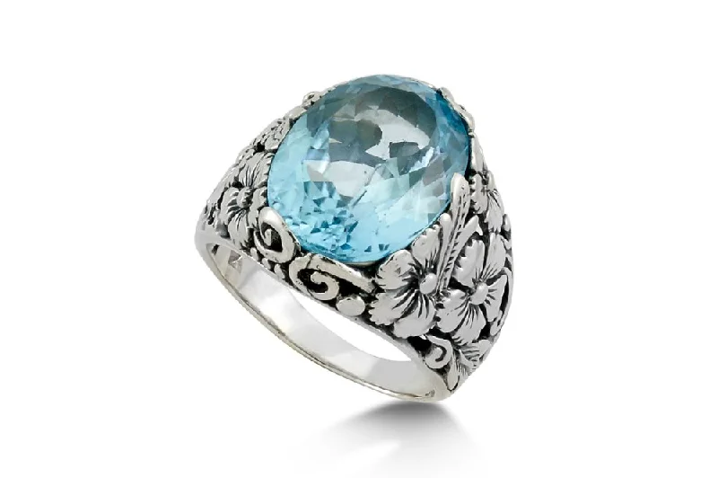 Oval gem rings-Oval gem rings-Empung Ring- Blue Topaz