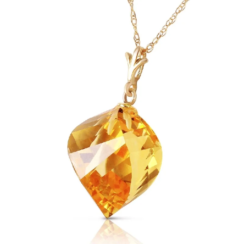 Raven feather necklaces-11.75 Carat 14K Solid Gold Necklace Twisted Briolette Citrine