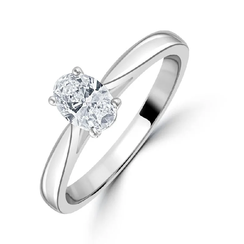 0.50ct Oval Cut Diamond Solitaire Platinum Ring