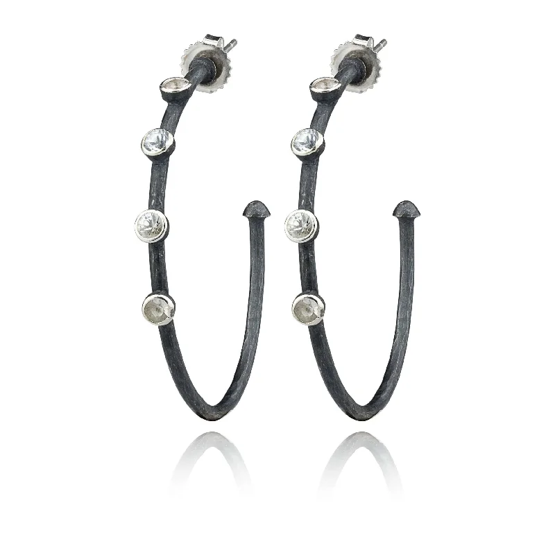 Silk thread earrings-Lika Behar White Sapphire 40mm Hoop Earring