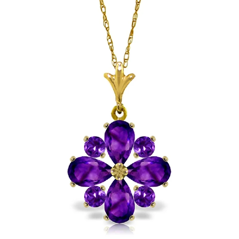 Haze glass necklaces-2.43 Carat 14K Gold Testimony of Love Amethyst Necklace