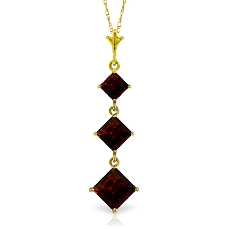 Thick bar necklaces-2.4 Carat 14K Gold Marvel Garnet Necklace