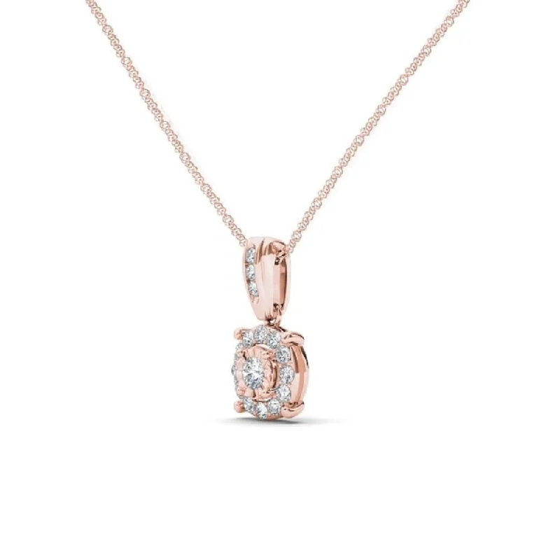 Coiled thread necklaces-De Couer 10K Rose Gold 1/4ct TDW Diamond Necklace - Pink