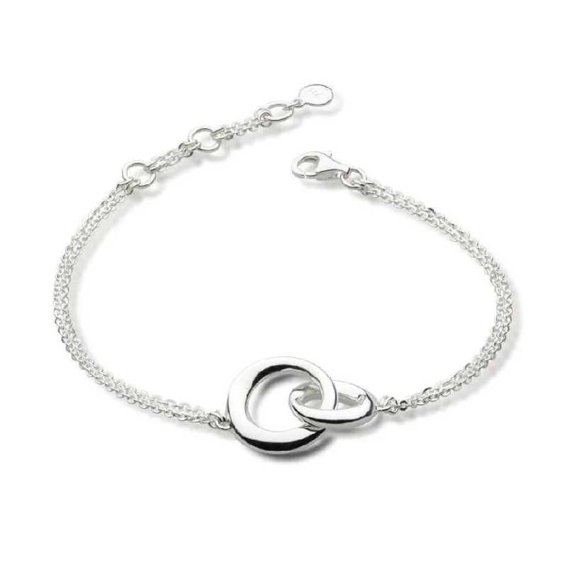 Silver Bevel Cirque Double Link Bracelet