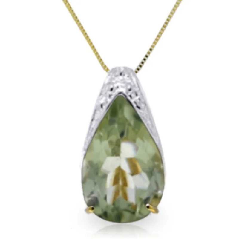 Sleek design necklaces-5 Carat 14K Gold Portrait of A Lady Green Amethyst Necklace