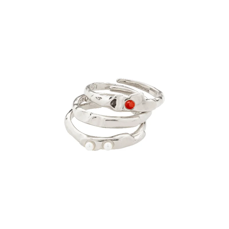 Quirky design rings-Quirky design rings-TRUST ring 3-in-1 set silver-plated