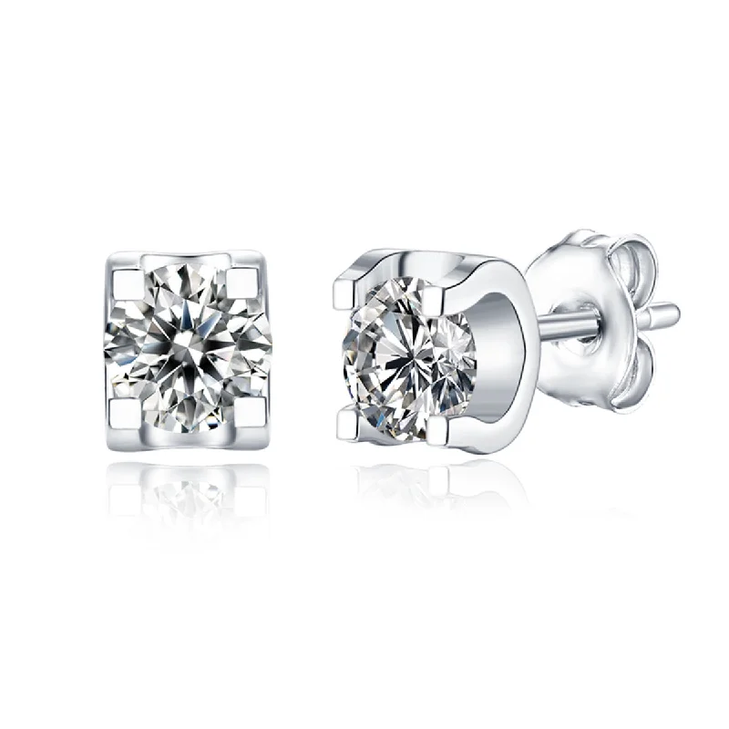 Bead braid earrings-Monfort Moissanite Solitaire Tulip Stud Earrings