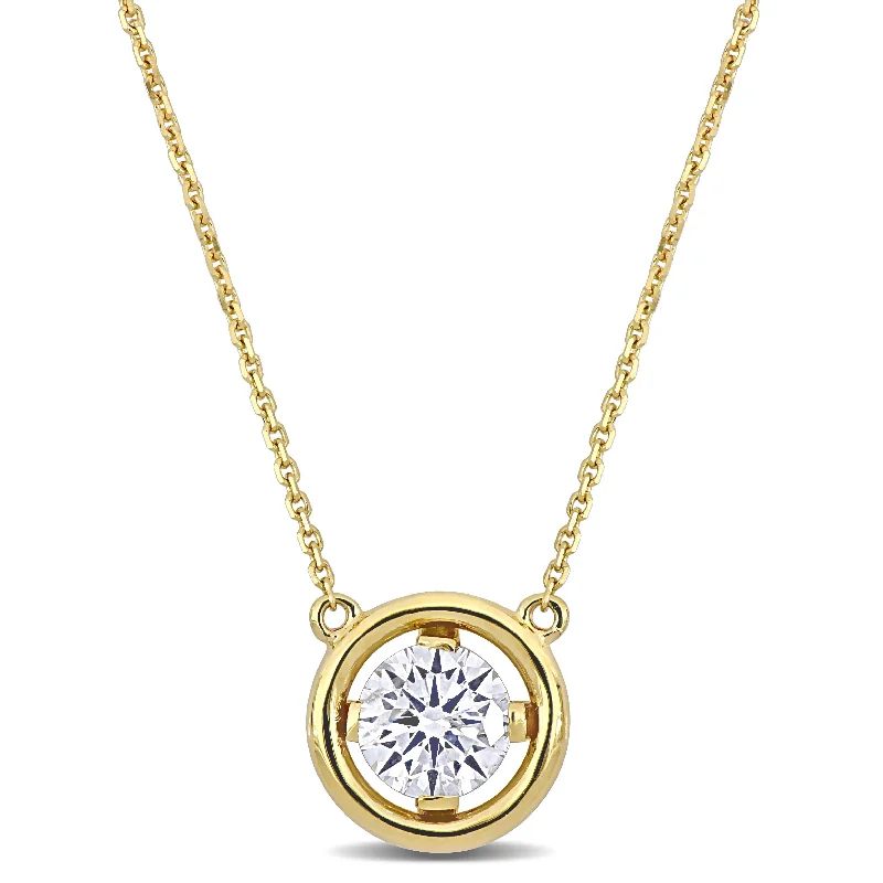 Mystic eye necklaces-Miadora 1 1/10ct TDW Diamond Solitaire Station Necklace in 14k Yellow Gold