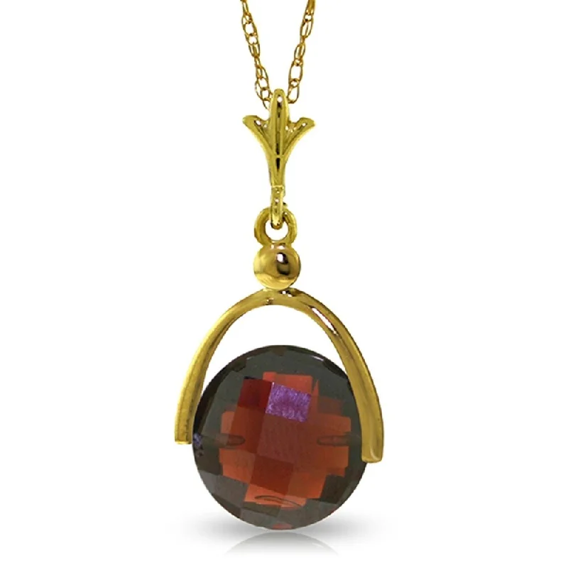 Bold art necklaces-4.2 Carat 14K Gold Necklace Checkerboard Cut Garnet