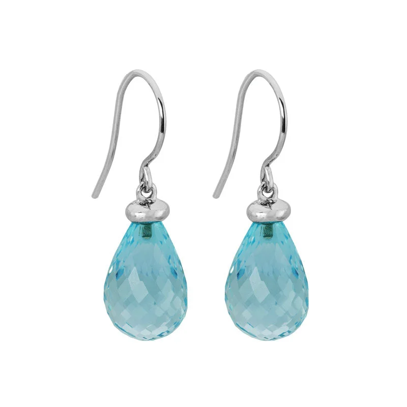 Warm clay earrings-Blue Topaz Briollette Dangle Earrings