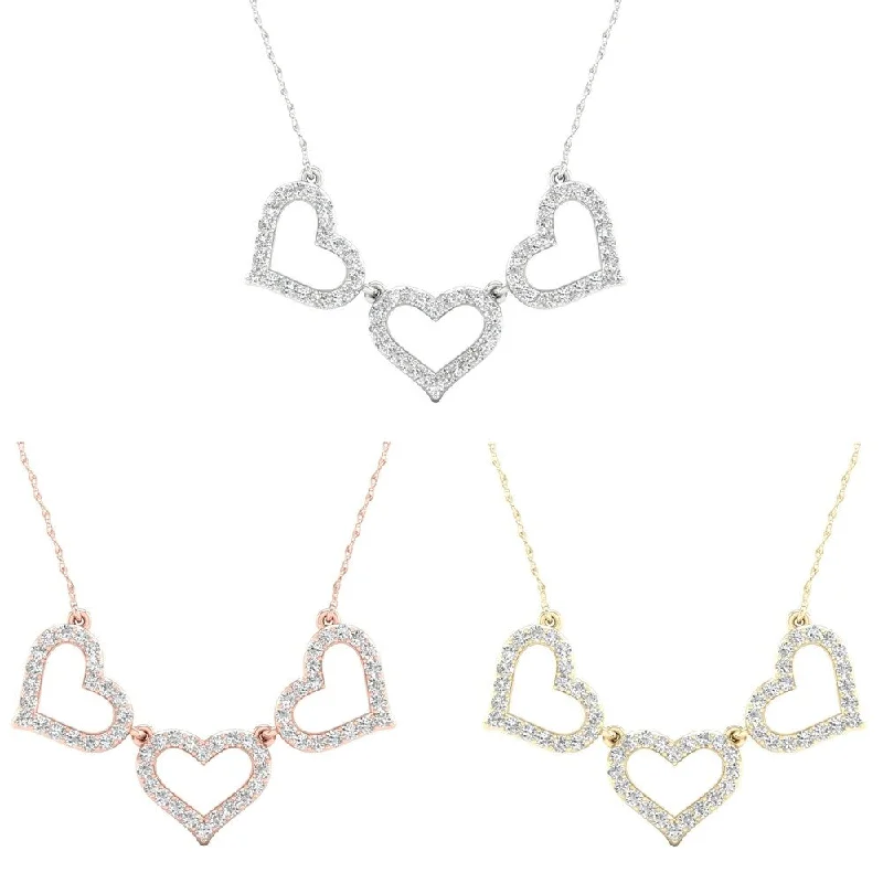 Thick collar necklaces-1/6ct TDW Diamond Heart Necklace in 10k Gold by De Couer