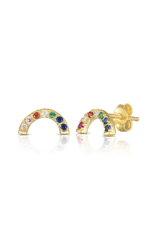 Retro stud earrings-CZ Rainbow Stud Earring