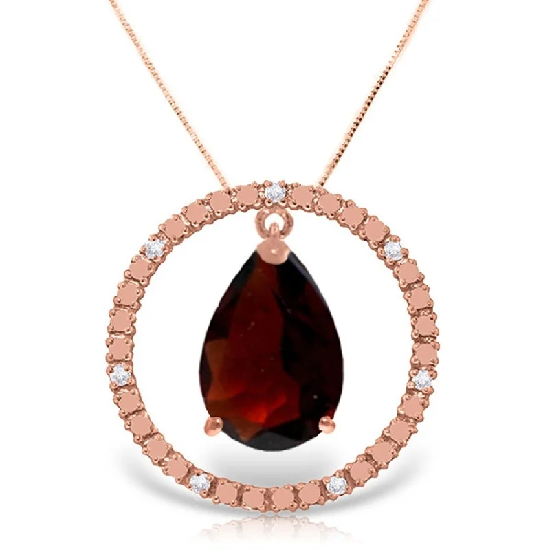 Haze glass necklaces-14K Rose Gold Diamonds & Garnet Circle of Love Necklace