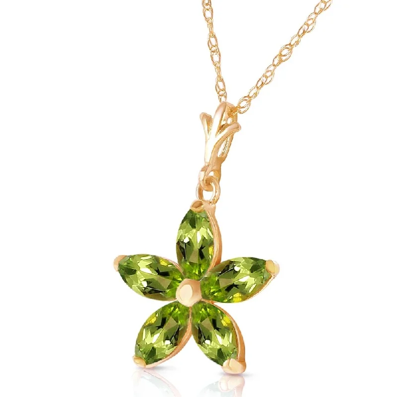 Eight-strand necklaces-1.4 CTW 14K Solid Gold Virtue Peridot Necklace