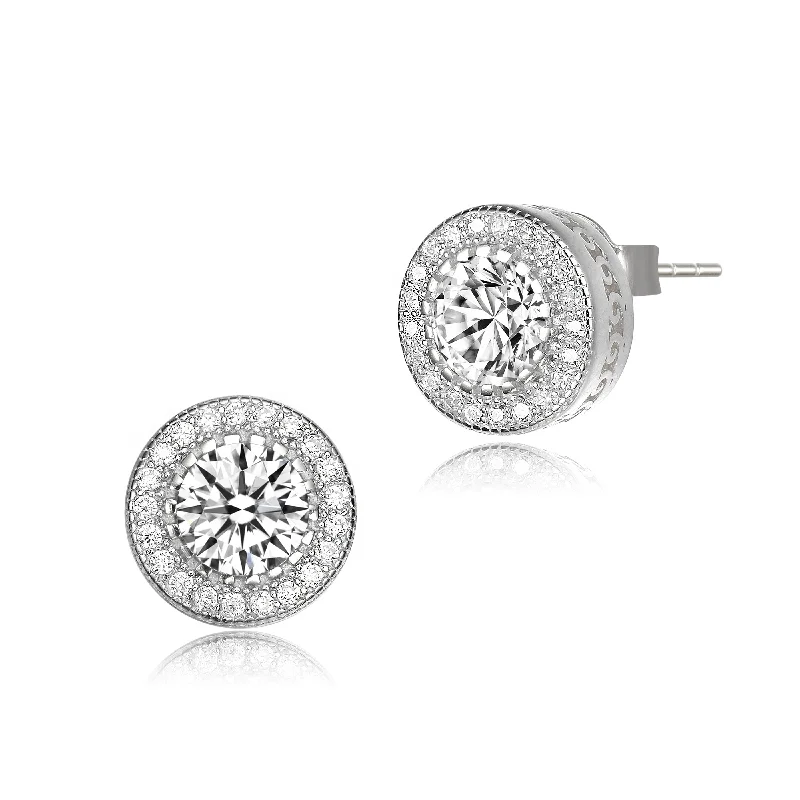 Tiny triangle earrings-La Roche Zirconia Round Earrings