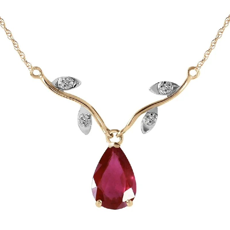 Nine-strand necklaces-1.52 Carat 14K Gold Sing No More Ruby Diamond Necklace