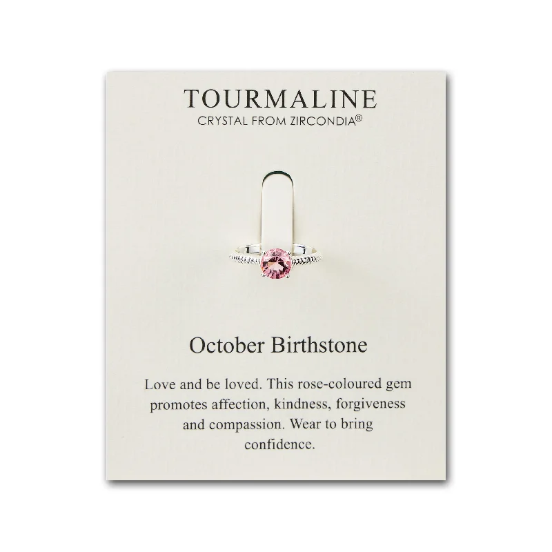 Thick gold rings-Thick gold rings-October (Tourmaline) Adjustable Birthstone Ring Created with Zircondia® Crystals